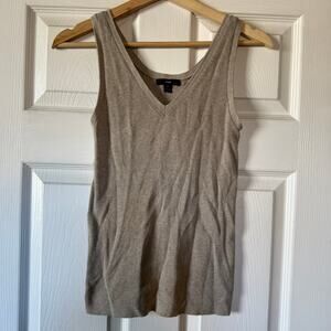 Vintage Y2K Gap Ribbed V-Neck Sweater Tank Top Size Medium Beige Tan